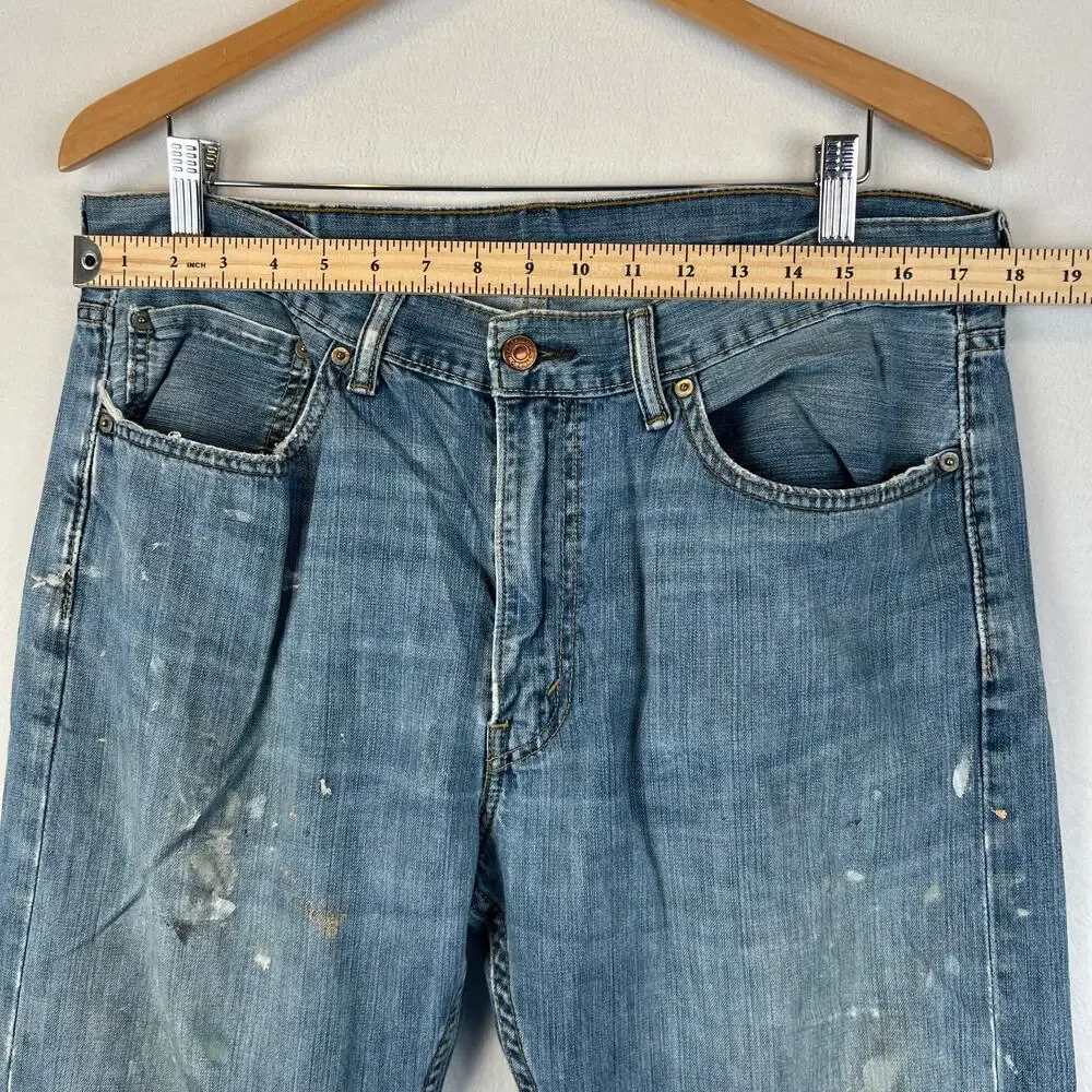 Levis 505 Jeans Mens 36x30 Blue Regular Straight Mid Rise‎ Medium Wash Denim Y2K